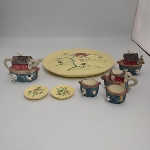 NOAH'S ARK  Mini Tea Set Miniature 10 Pieces Youngs, Inc. 1995 Vintage Elephants